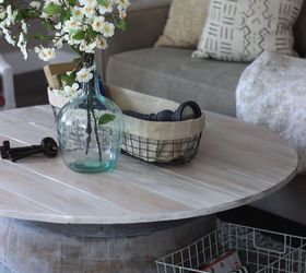 wine barrel coffee table, diy, home decor, how to, painted furniture, rustic furniture