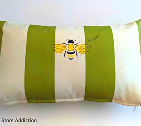 a bee u tiful stenciled outdoor pillow, crafts, painting