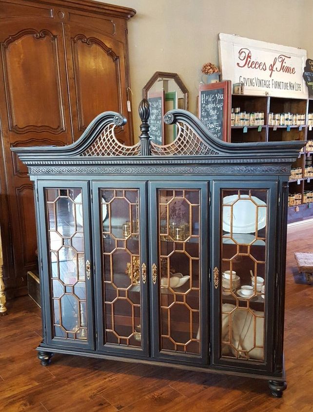 abandoned hutch top turned curio, painted furniture, repurposing upcycling