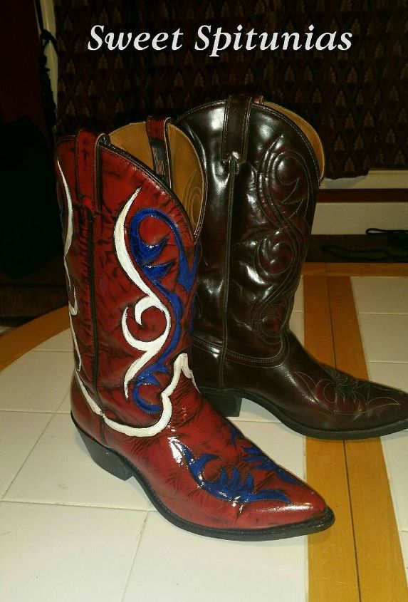 these boot s where made for spittin , crafts, gardening, patriotic decor ideas, repurposing upcycling, seasonal holiday decor