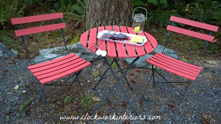  5 garage sale bistro set gets a makeover with milk paint, outdoor furniture, painted furniture