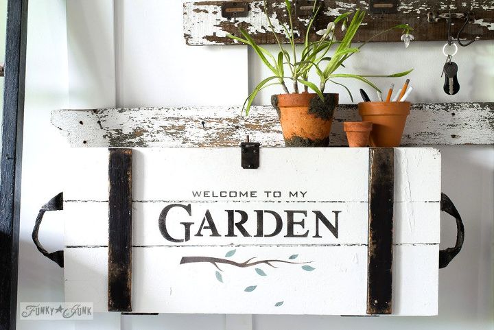 the cutest little garden themed crate with a top secret mission , gardening, painted furniture, repurposing upcycling