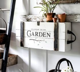 the cutest little garden themed crate with a top secret mission , gardening, painted furniture, repurposing upcycling