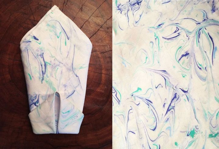 marbled dinner napkins, crafts, how to