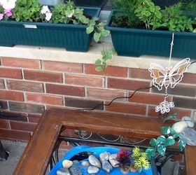 simple hummingbird bath, Hid Solar pump battery behind window box