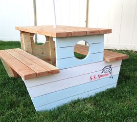 build a nautical kids picnic table, how to, outdoor furniture, outdoor living, painted furniture, woodworking projects