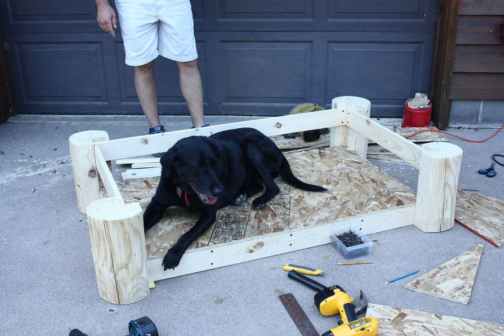 rustic log dog bed, how to, pets, pets animals, woodworking projects