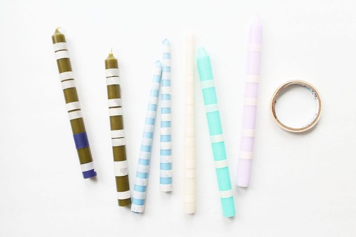 striped taper candles, crafts