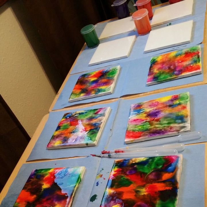 create your own coasters with tiles and unicorn spit hometalk