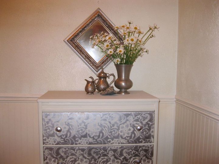 dresser makeover silver lace, how to, painted furniture