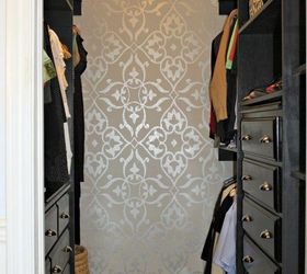 s 13 beauty hacks for your overstuffed closet, closet, doors, organizing, Add shimmering wallpaper