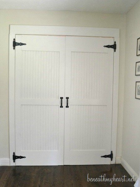 s 13 beauty hacks for your overstuffed closet, closet, doors, organizing, Or build some farmhouse ones