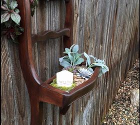 a broken old chair up cycled into a succulent wall planter, container gardening, flowers, gardening, repurpose household items, succulents