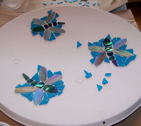 satellite dish to bird bath, glue process