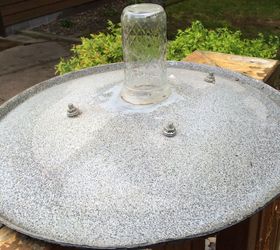 satellite dish to bird bath, adding a jar