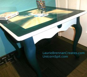 frozen spit , painted furniture, Finished Unicorn Spit Frozen table desk