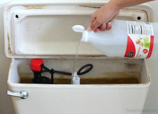 s 12 green cleaning tricks that will actually save you time money, cleaning tips, Pour vinegar into a dirty toilet tank