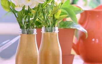 DIY Two Tone Mercury Glass Milk Bottle Vases