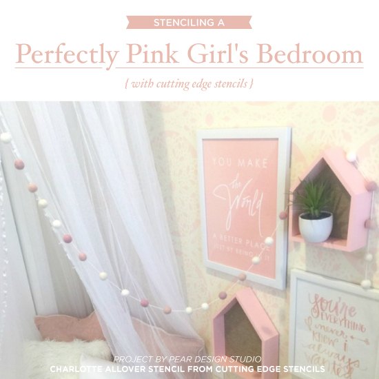 stenciling a perfectly pink girl s bedroom, bedroom ideas, diy, painting, wall decor