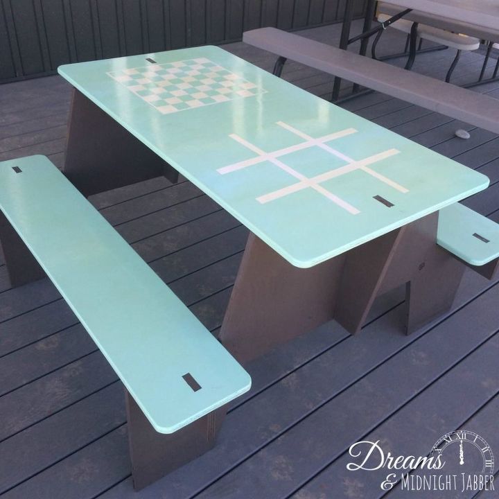 painted puzzle picnic tables 3 fun summer ideas, painted furniture, woodworking projects