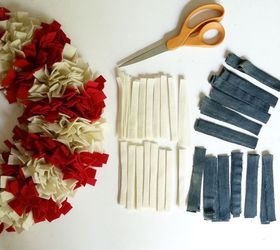 make a patriotic wreath with your old jeans , crafts, patriotic decor ideas, repurposing upcycling, seasonal holiday decor, wreaths, Next is cutting the blue and white stripes