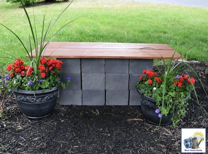 diy wood and cinder block bench, outdoor furniture