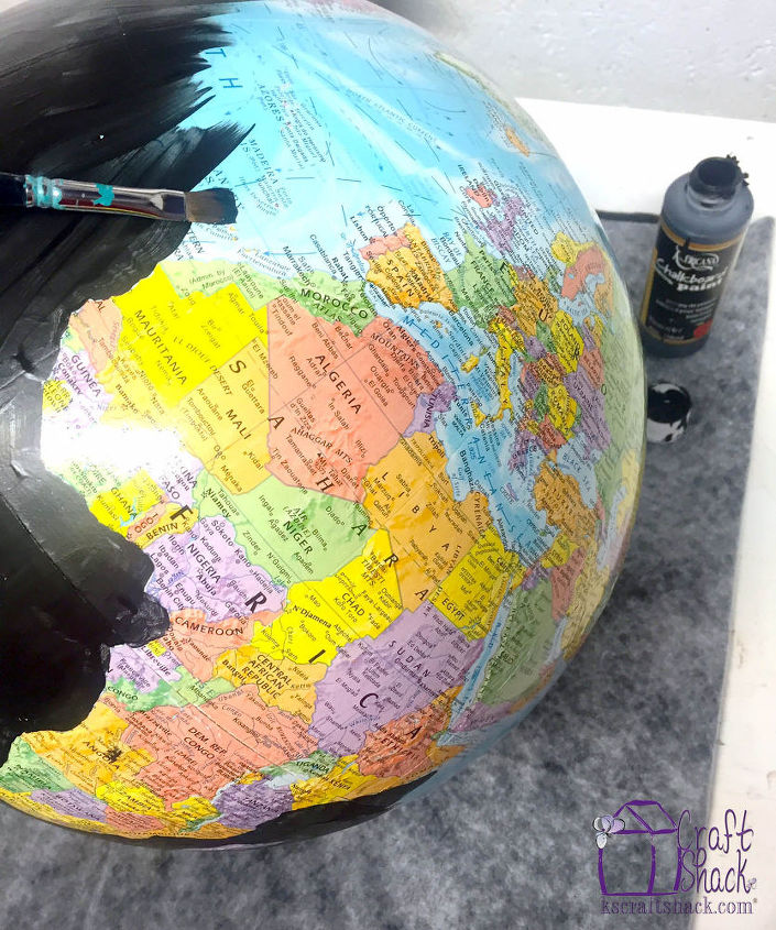 altered world globe art, chalkboard paint, crafts, home decor, painting
