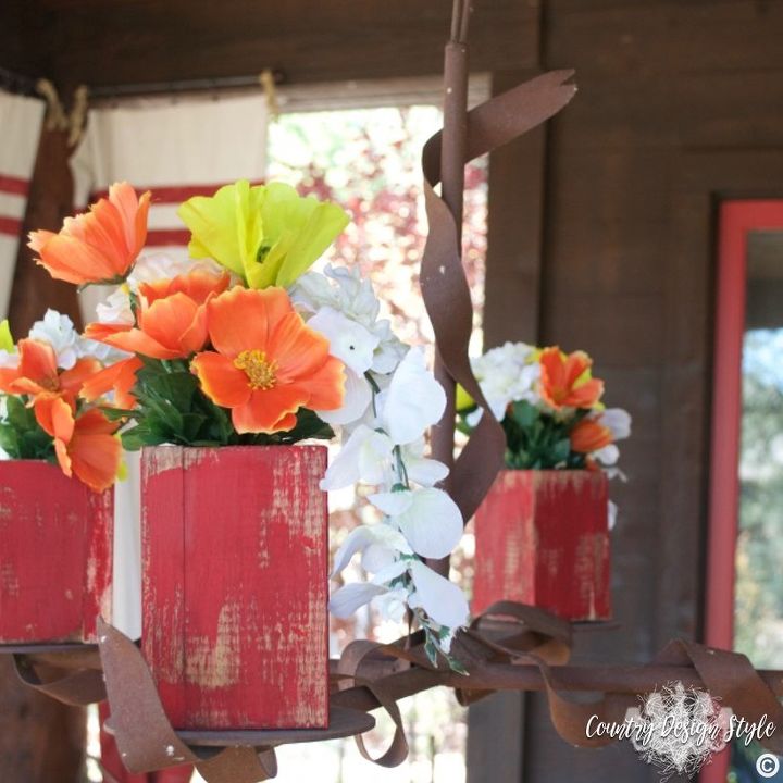 rustic boxes are just what our outdoor chandelier needed , crafts, gardening, lighting, outdoor living, woodworking projects