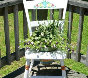 plain old chair until a little mexican inspiration hits , container gardening, gardening, how to, painting, repurposing upcycling, woodworking projects