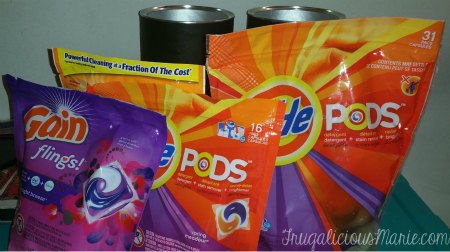 diy detergent pods tub, chalkboard paint, laundry rooms, storage ideas