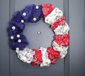 how to make a patriotic bandana wreath, craft rooms, how to, patriotic decor ideas, seasonal holiday decor, wreaths