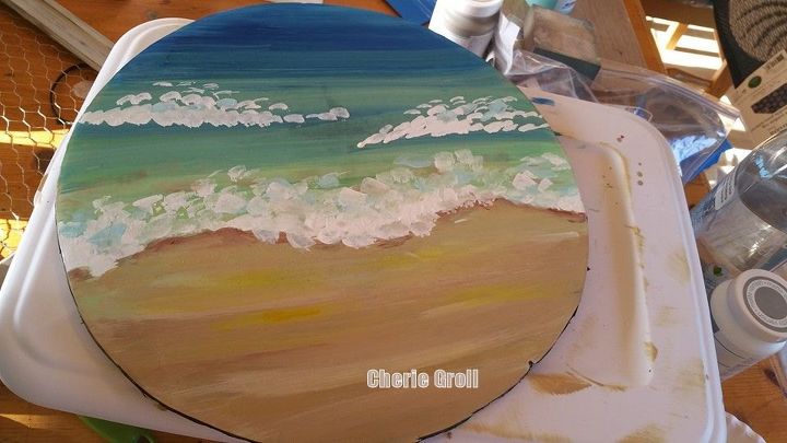 what is she up to now beach window out of a clock , crafts, repurposing upcycling