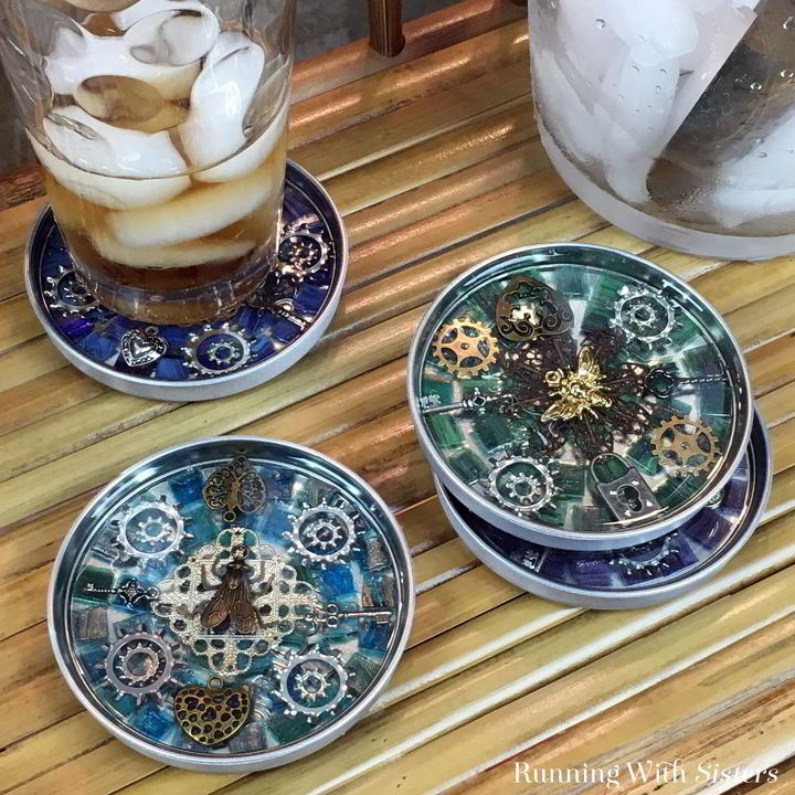 steampunk mosaic coasters, crafts, how to, tiling