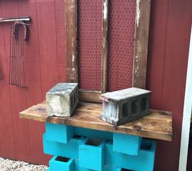 outdoor cinder block wet bar gardening station