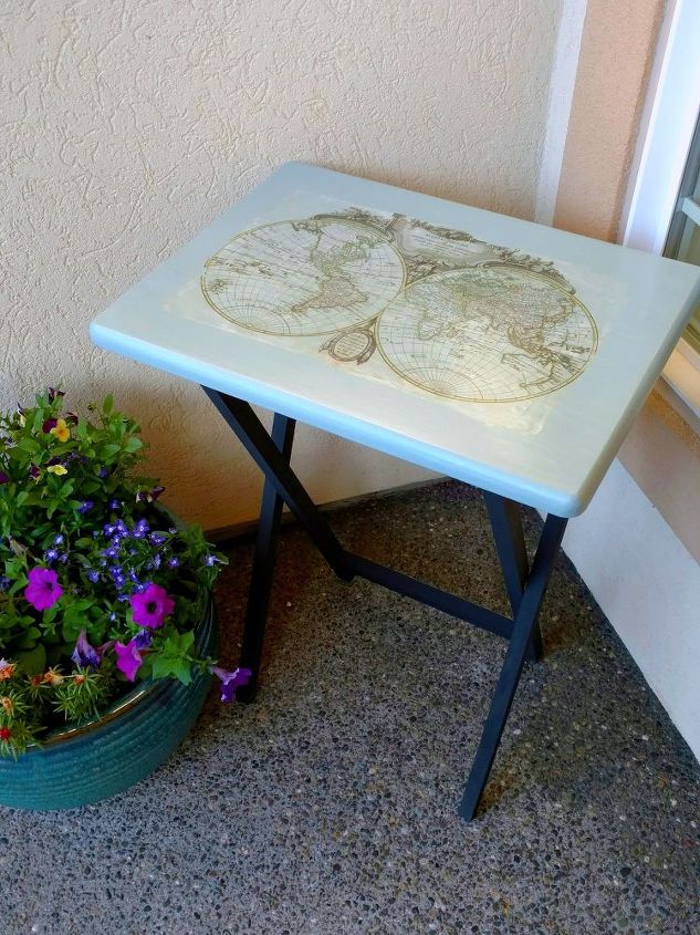 painted tv tray with image transfer