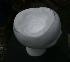 styrofoam heads garden pots cute and unique