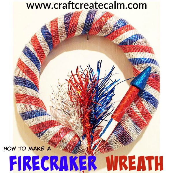 diy red white and blue firecracker wreath summer decoration, crafts, patriotic decor ideas, wreaths