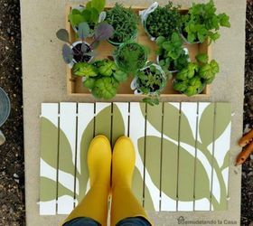 s 13 ideas for having the cutest front steps on the block, container gardening, outdoor living, porches, Paint a pretty wooden welcome mat
