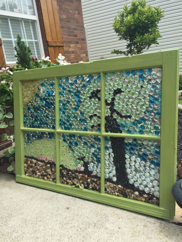 s 13 ideas for having the cutest front steps on the block, container gardening, outdoor living, porches, Or use gems to turn a window into a mural