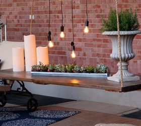 outdoor patio decor complete with hanging table, outdoor furniture, outdoor living, patio