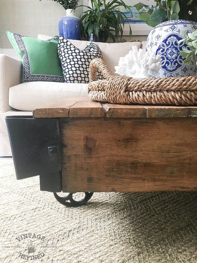 factory cart coffee table, painted furniture, repurposing upcycling