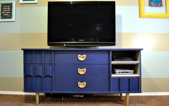 Mid Century Dresser to Media Console Makeover