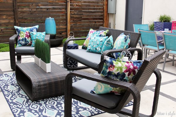 the no sew option to fake your way to reupholstered outdoor cushions, outdoor furniture, outdoor living, reupholster