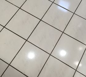 q ideas what to do about floor , cosmetic changes, flooring, home improvement, This is the white tile dark grout