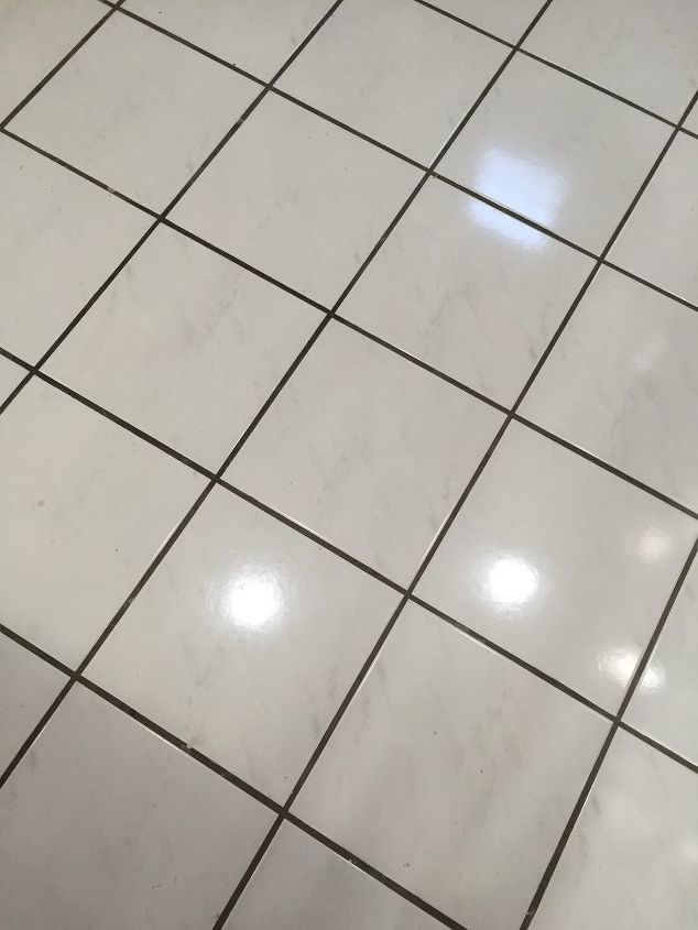 q ideas what to do about floor , cosmetic changes, flooring, home improvement, This is the white tile dark grout