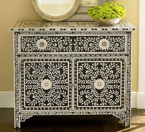 how to stencil a diy bone inlay dresser