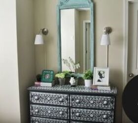 how to stencil a diy bone inlay dresser