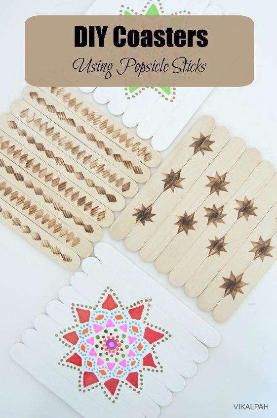diy coasters using popsicle sticks, crafts, dining room ideas