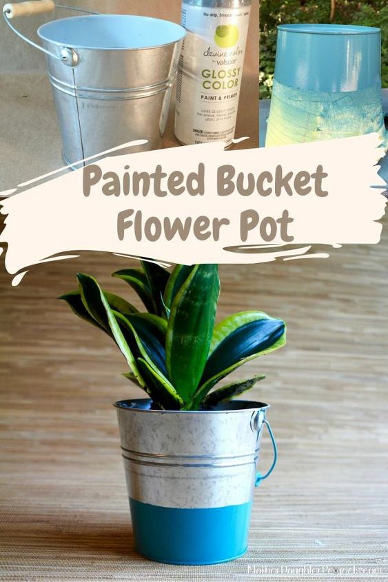 painted bucket flower pot, container gardening, crafts, gardening