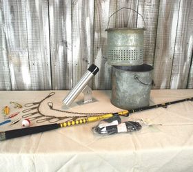 how to make a fishing pole light fixture , lighting, repurposing upcycling, I gathered my supplies